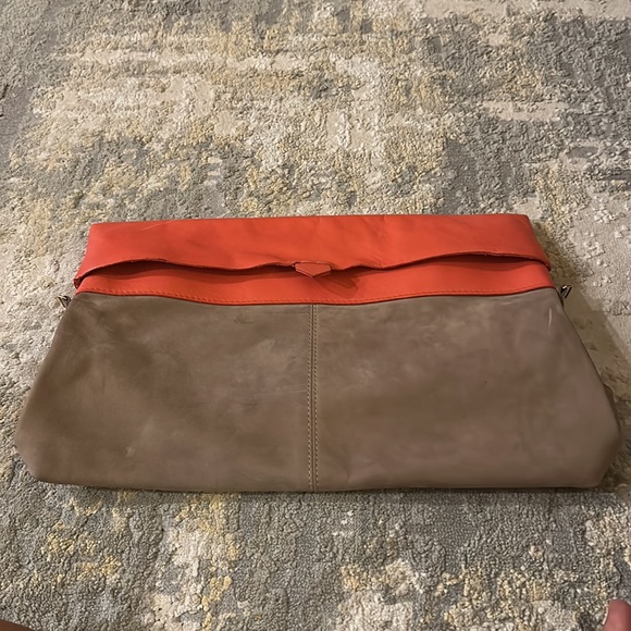 Zara Extra Large Suede and Leather Zippered Clutch - Picture 3 of 6